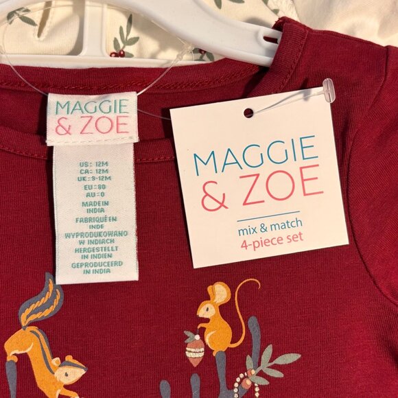 Maggie & Zoe Infant Girls 12 Months 4 PC Mix And Match Holiday Deer Leggings Set - Picture 4 of 7
